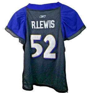 Official Reebok NFL Baltimore Ravens #52 Ray Lewis Purple Ladies Jersey Size S